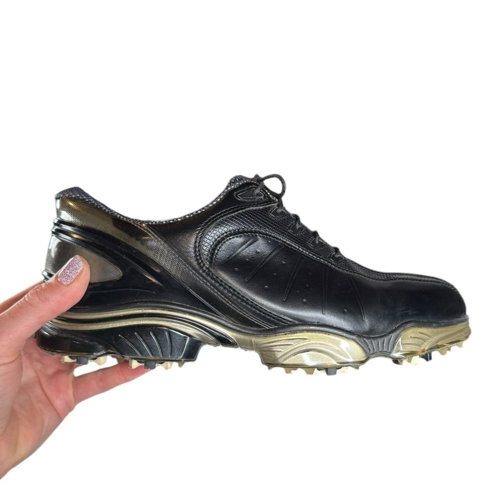 FJ FootJoy Sport Golf Shoes Black Leather Spiked Cleats Men’s Size 8M